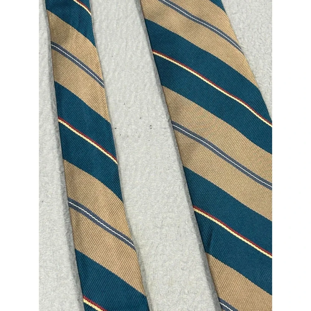 Robert Talbott Tie Mens H. Davis‎ & Sons 100% Silk Hand Sewn Teal Tan Stripped